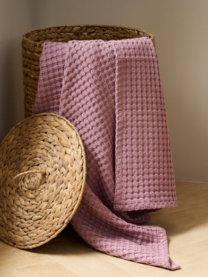 Chalk | Cotton | Waffle | XL Bath Towel | Melow Mauve