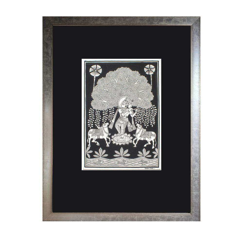 Krishna with Cow (Framed)