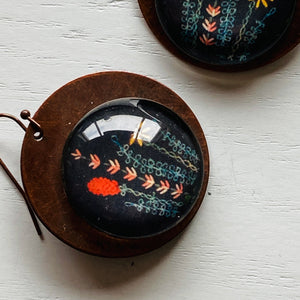 Round Copper Earrings with Glass - Kumaon