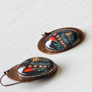 Round Copper Earrings with Glass - Kumaon