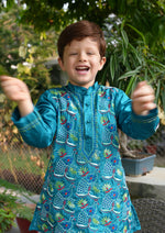 Hand Embroidered Peacock Jaal Silk Kurta In Chikankankari