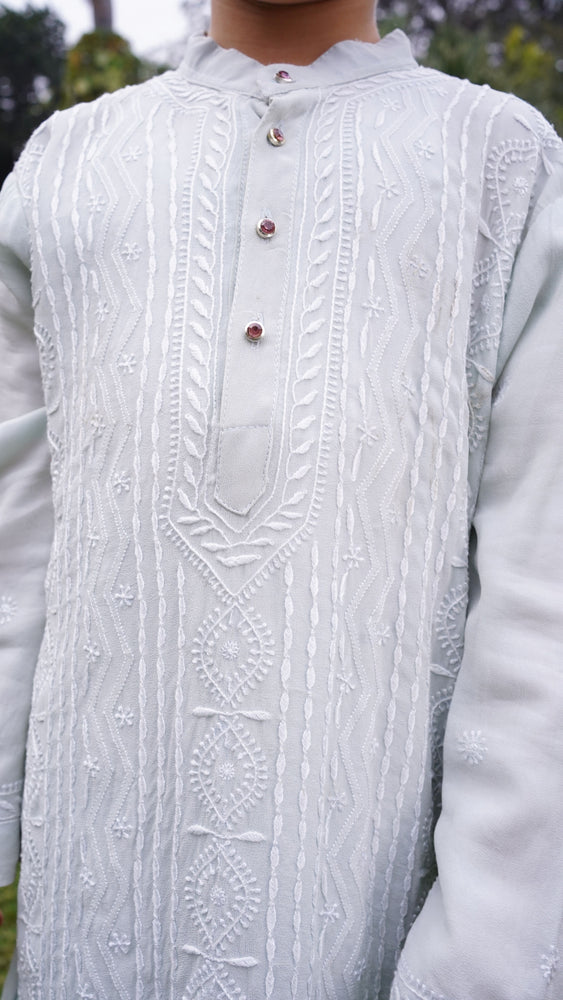 Hand Embroidered Gorgette Kurta Featuring Exquisite Full Chikankari Jaal