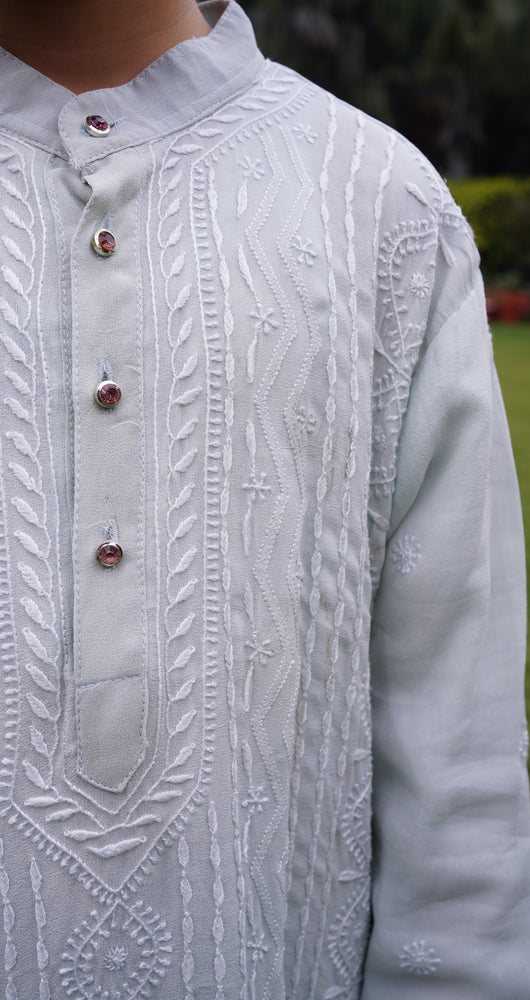 Hand Embroidered Gorgette Kurta Featuring Exquisite Full Chikankari Jaal