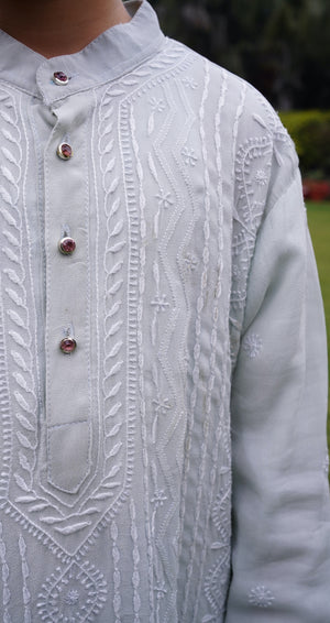 Hand Embroidered Gorgette Kurta Featuring Exquisite Full Chikankari Jaal