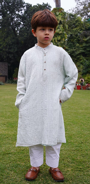 Hand Embroidered Gorgette Kurta Featuring Exquisite Full Chikankari Jaal