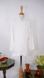 Sherwani Style Chikankari Jaal Kurta With Gold Ari Work