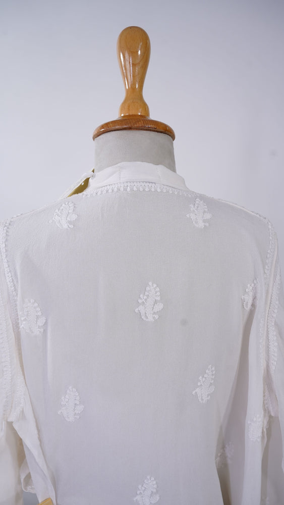Sherwani Style Chikankari Jaal Kurta With Gold Ari Work