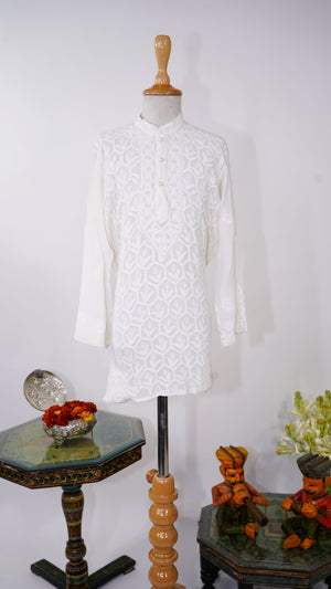 Real Chikankari Jaal Embroidered Kurta On Pure Gorgette