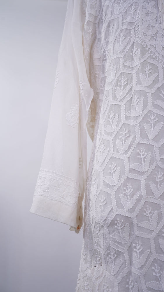 Real Chikankari Jaal Embroidered Kurta On Pure Gorgette