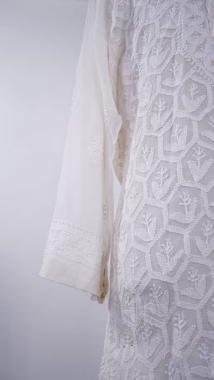Real Chikankari Jaal Embroidered Kurta On Pure Gorgette