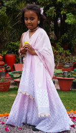 Shaded Chikankari And Moti Hand Embroidered Lehenga Skirt With Blouse And Shaded Dupatta