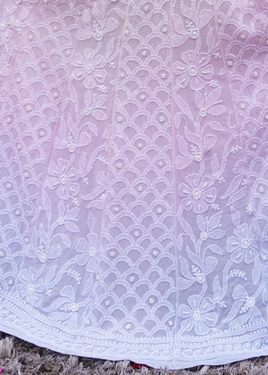 Shaded Chikankari And Moti Hand Embroidered Lehenga Skirt With Blouse And Shaded Dupatta