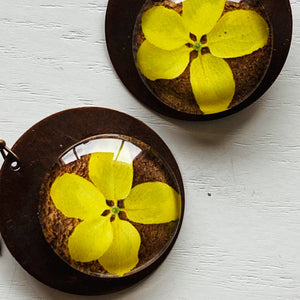 Round Copper Earrings with Glass - Laburnum