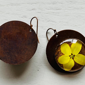 Round Copper Earrings with Glass - Laburnum