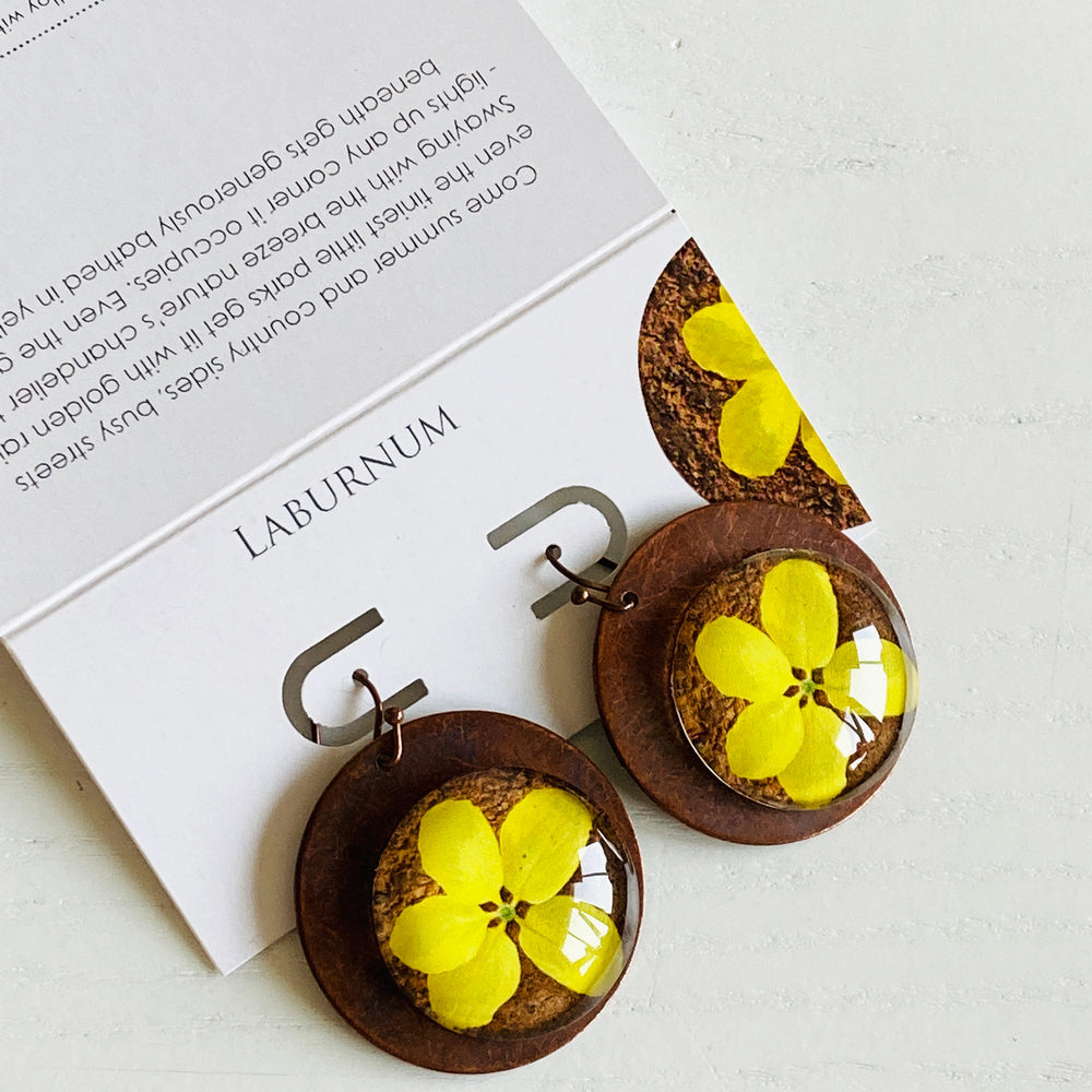 Round Copper Earrings with Glass - Laburnum