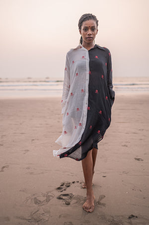 Black And White Jamdani Shirt Dress