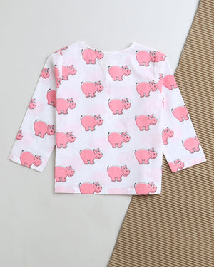 The Cheerful Hippo- Unisex Kids Cotton Nightwear