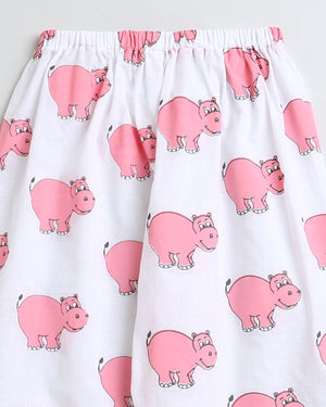 The Cheerful Hippo- Unisex Kids Cotton Nightwear