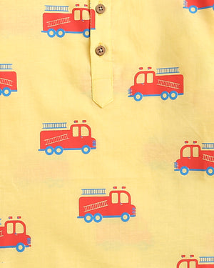 The Fire Fighter Truck- Unisex Kids Cotton Nightwear