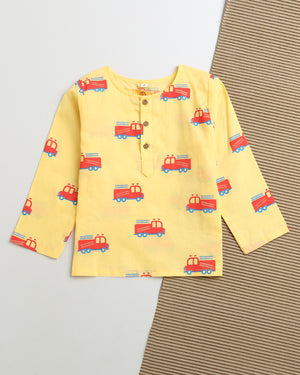 The Fire Fighter Truck- Unisex Kids Cotton Nightwear