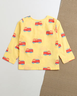 The Fire Fighter Truck- Unisex Kids Cotton Nightwear