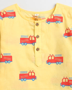 The Fire Fighter Truck- Unisex Kids Cotton Nightwear