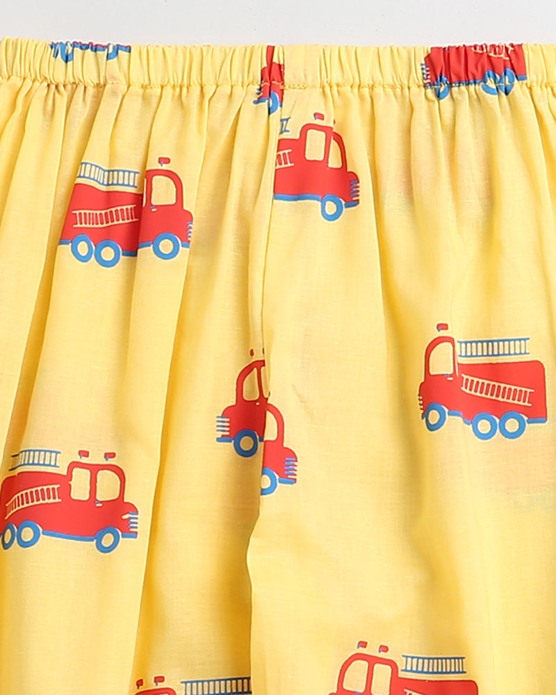 The Fire Fighter Truck- Unisex Kids Cotton Nightwear