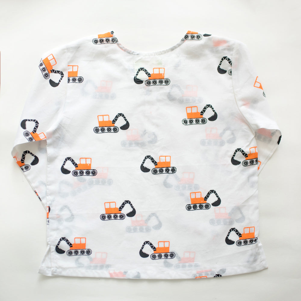 Mighty Bulldozer - Unisex Kids Cotton Nightwear