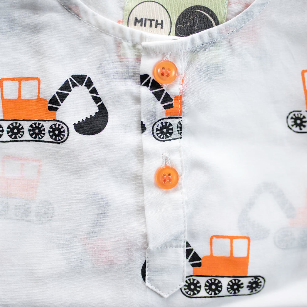 Mighty Bulldozer - Unisex Kids Cotton Nightwear