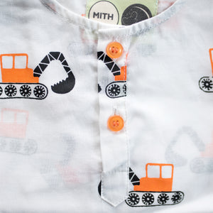 Mighty Bulldozer - Unisex Kids Cotton Nightwear