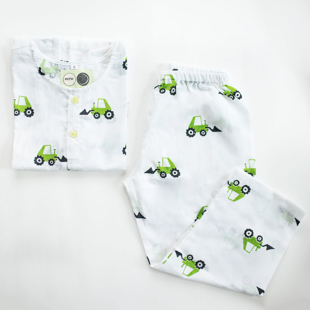 Scoopy Excavator - Unisex Kids Cotton Nightwear