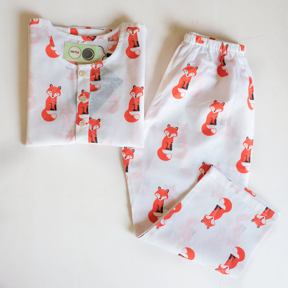 Bushy Fox- Unisex Kids Cotton Nightwear