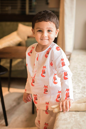 Bushy Fox- Unisex Kids Cotton Nightwear