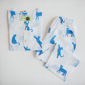 Blue Panther- Unisex Kids Cotton Nightwear