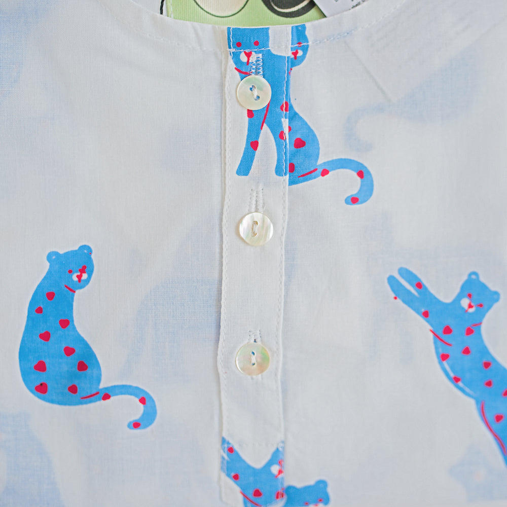 Blue Panther- Unisex Kids Cotton Nightwear