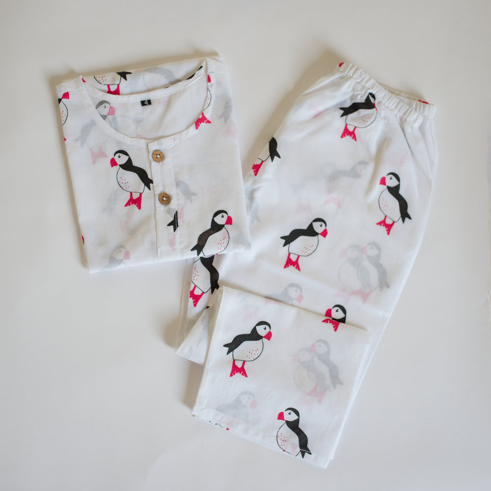 Mr. Puffin- Unisex Kids Cotton Nightwear