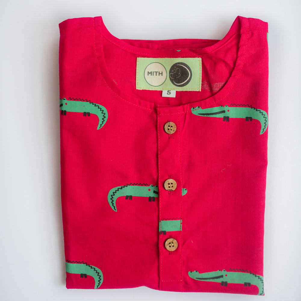 Christmas Crocodile- Unisex  Kids Cotton Nightwear