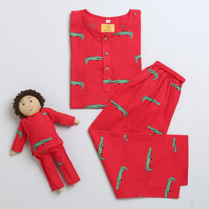 Christmas Crocodile- Unisex  Kids Cotton Nightwear