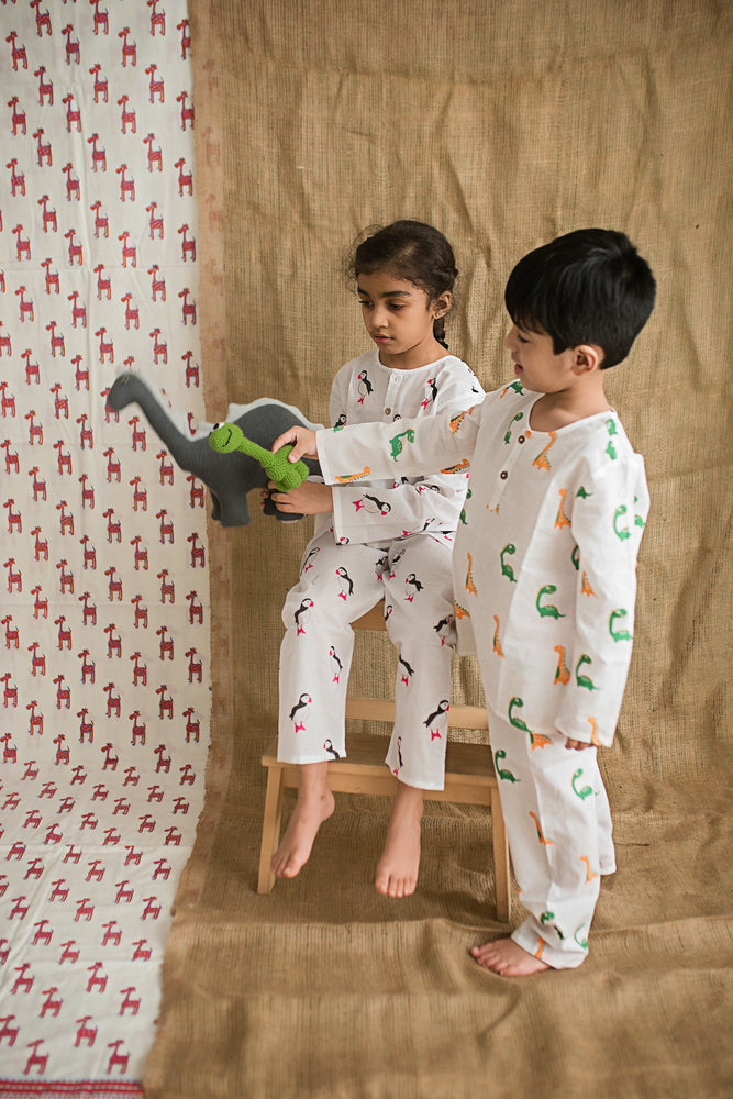 Dino Friends- Unisex Kids Cotton Nightwear