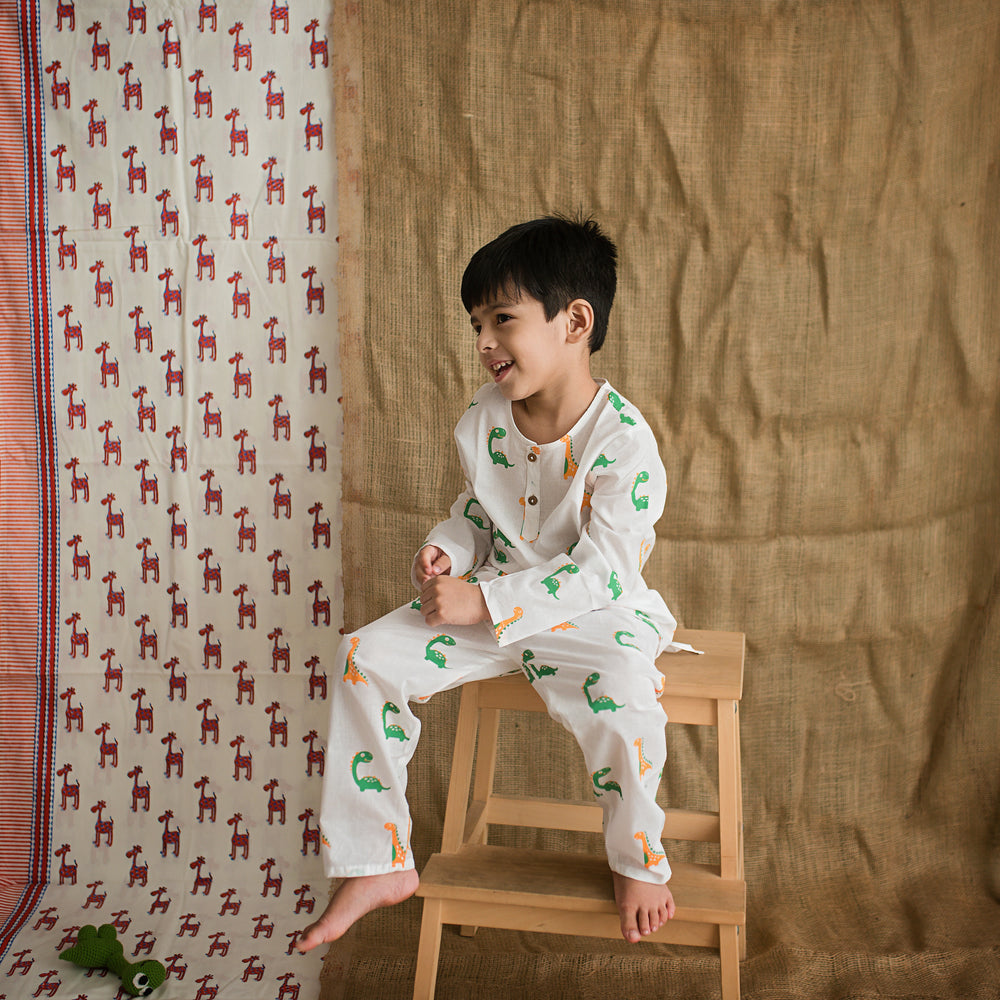 Dino Friends- Unisex Kids Cotton Nightwear