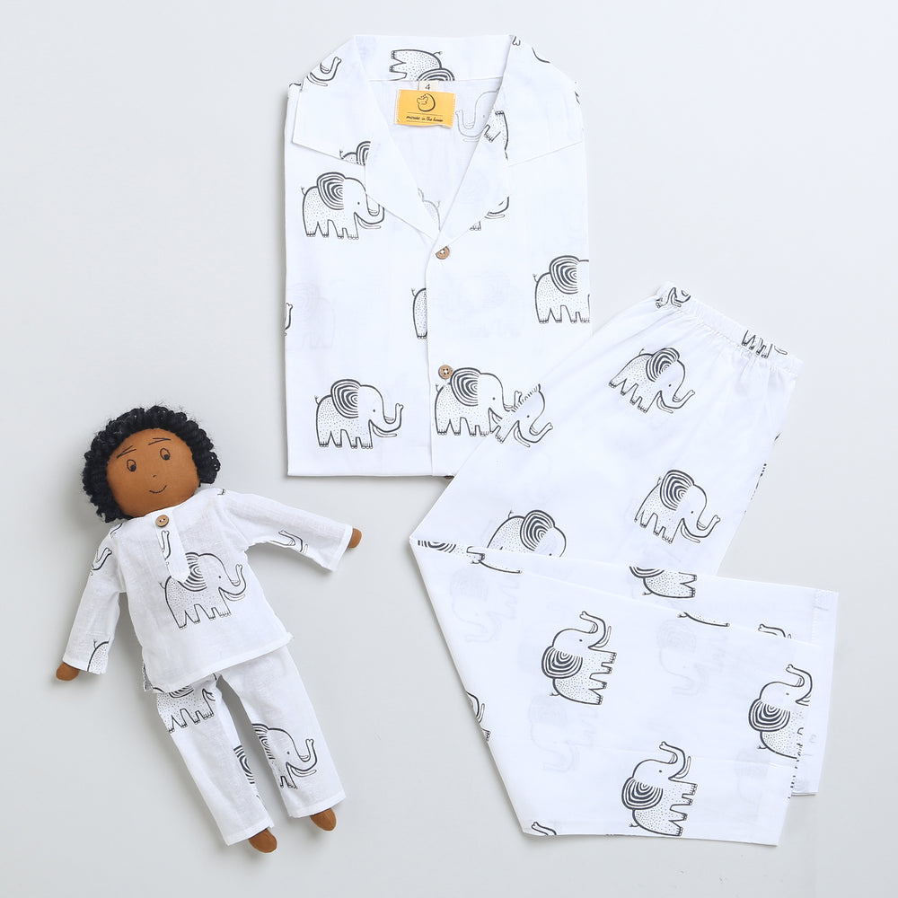 A Stomping Elephant- Unisex Kids Cotton Nightwear