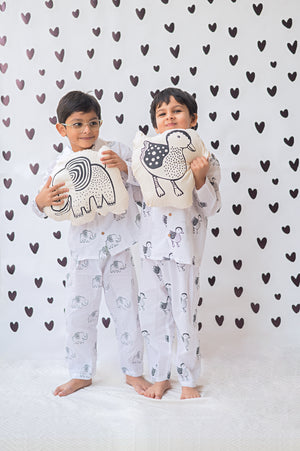 A Stomping Elephant- Unisex Kids Cotton Nightwear