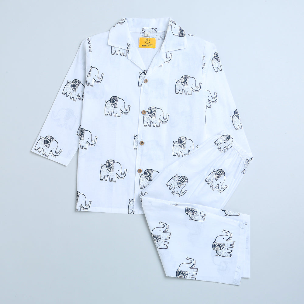 A Stomping Elephant- Unisex Kids Cotton Nightwear