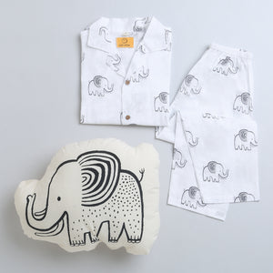 A Stomping Elephant- Unisex Kids Cotton Nightwear