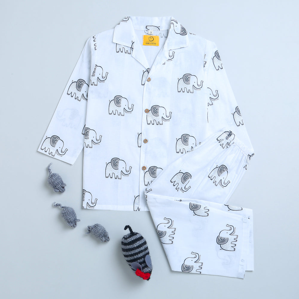 A Stomping Elephant- Unisex Kids Cotton Nightwear