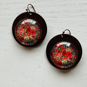 Round Copper Earrings with Glass - Naqashi