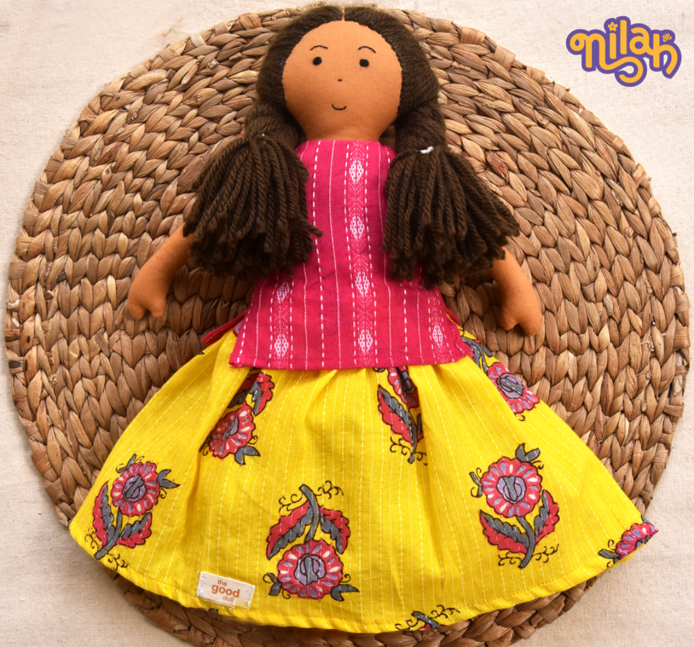 Single Doll - Nilah Classic Yellow, Warm, Cotton Fabric Toy