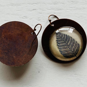 Round Copper Earrings with Glass - Patachitra Tree