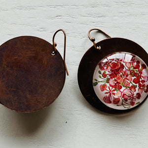 Round Copper Earrings with Glass - Gulmohar