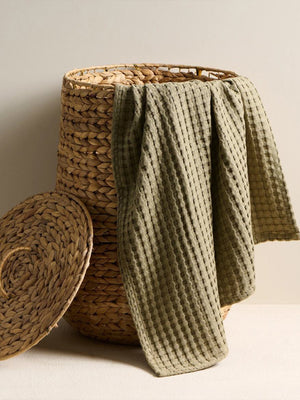 Beehive | Cotton Bamboo | Waffle | XL Bath Towel | Moss
